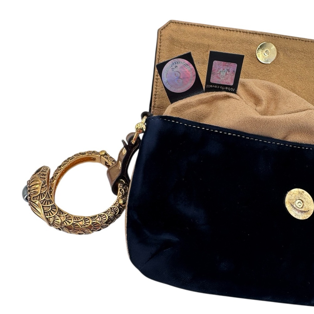 Roberto Cavalli Black Velvet Serpent Bracelet Clutch - Picture 3 of 13